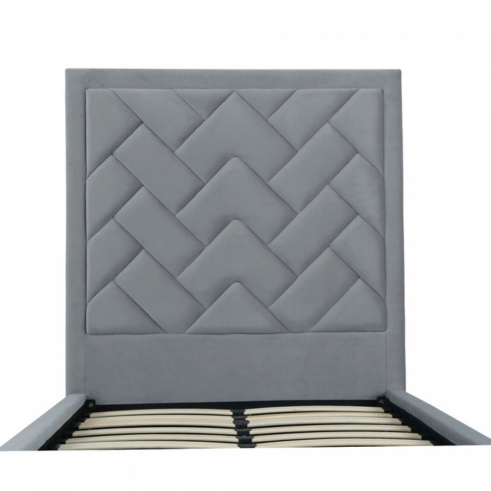 Crosby Modern Upholstered Velvet Twin Bed in Gray