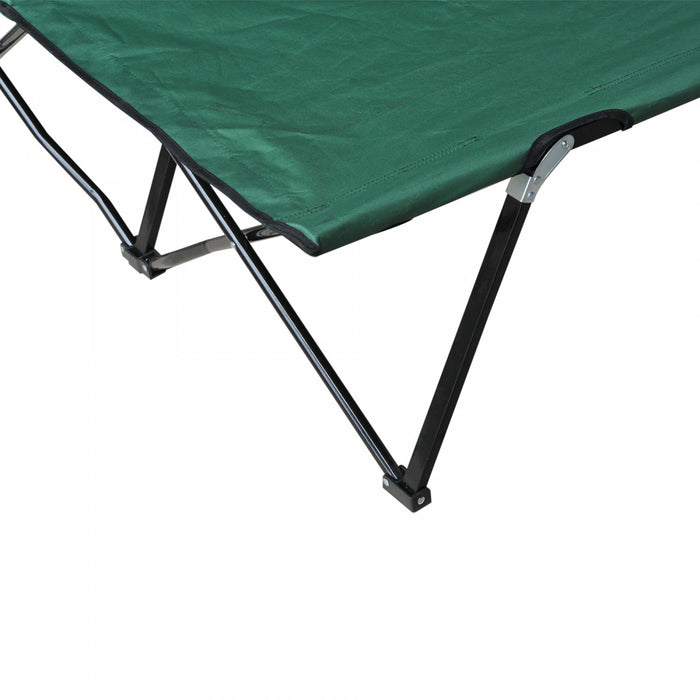 Outsunny 76\" Two Person Folding Camping Cot With Carrying Bag, Green
