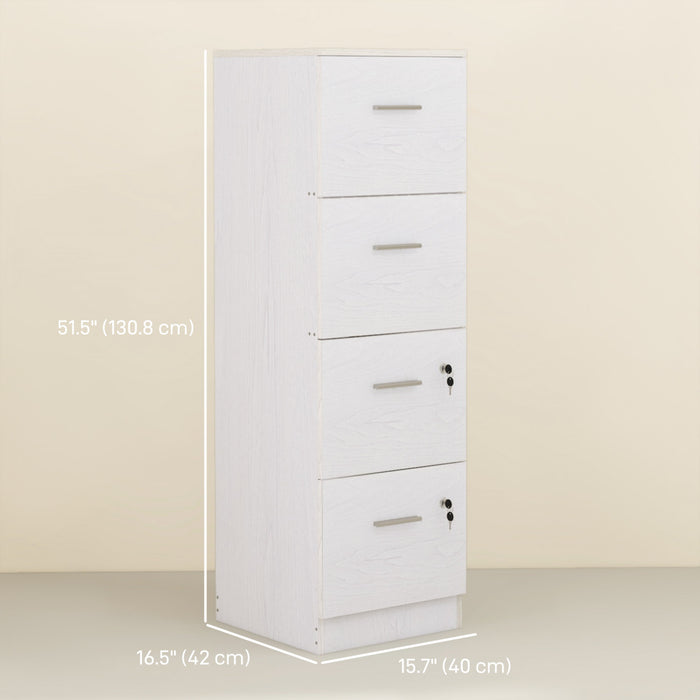 HOMCOM 4 Drawer File Cabinet Locking Filing Cabinet for A4 and Letter Size
