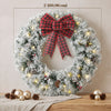 HOMCOM 24 Inch Pre-Lit Christmas Wreath, Flocked Winter Wreath, Green