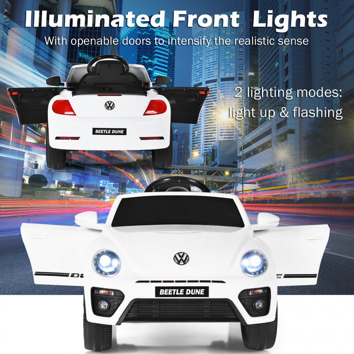 Costway 12v Kids Ride On Car Licensed Volkswagen Beetle W/ Remote Control & Music White