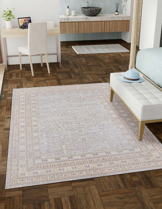Valeria Traditional 7'10\" x 10'6\" Area Rug in Grey Indoor Area Rug