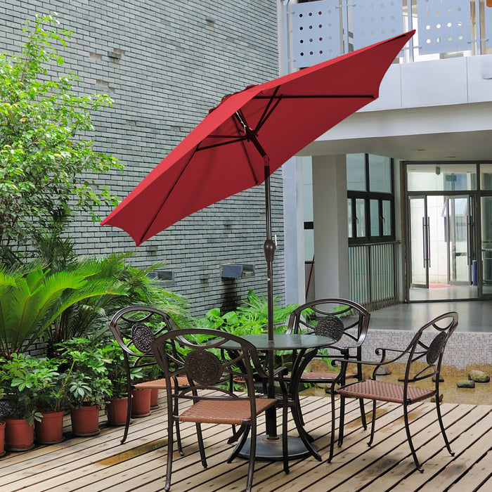 Costway 10Ft Outdoor Market Patio Table Umbrella Push Button Tilt Crank Lift Burgundy Burgundy