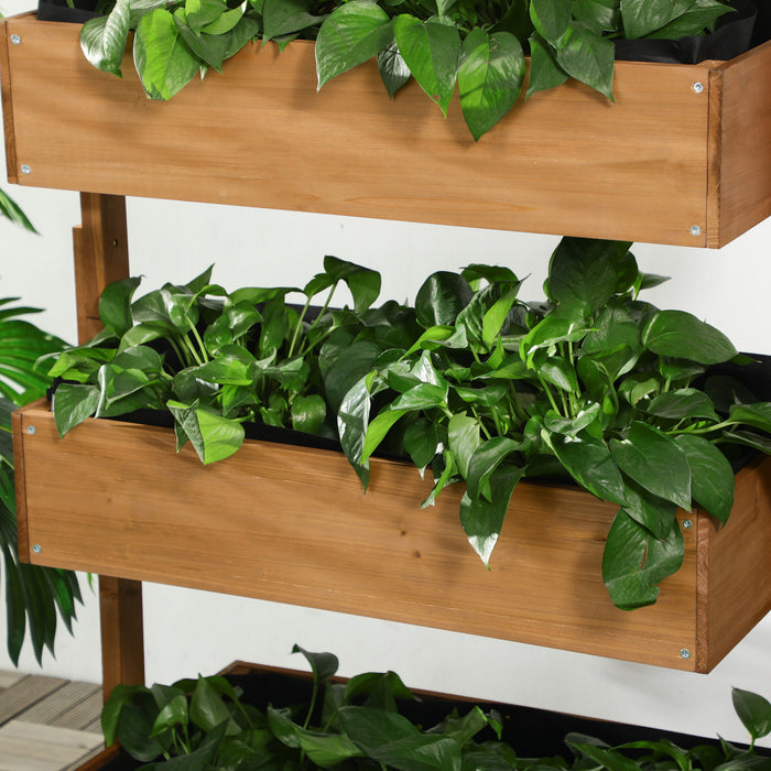 Outsunny 4-tier Raised Garden Bed, Vertical Elevated Planter Rack With Non-woven Fabric, Wooden Raised Planter Boxes For Indoor And Outdoor