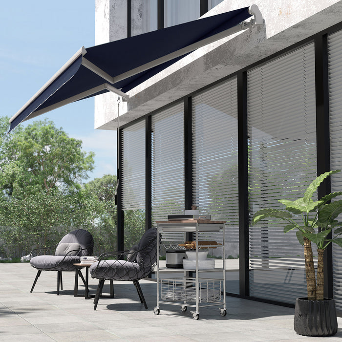 Outsunny 10' X 8' Manual Retractable Awning Shelter W/ Crank, Blue