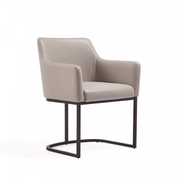 Serena Modern Metal Vegan Leather Armchair in Light Gray - Set of 2 Dining Chair