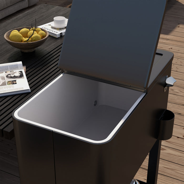 Outsunny 60qt Rolling Patio Cooler Cart, Portable Outdoor Cooler, Black