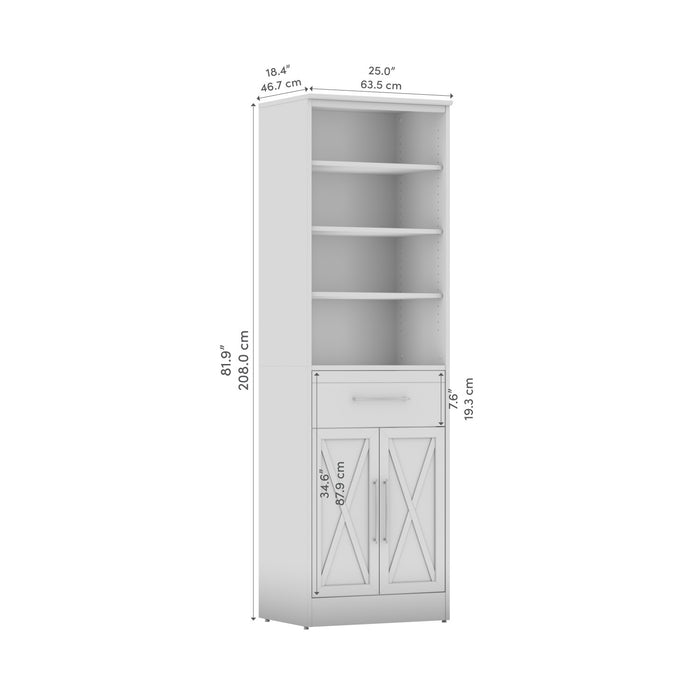 Bestar Key West 25 W Closet Organizer with Drawer & Doors - Pure White Oak