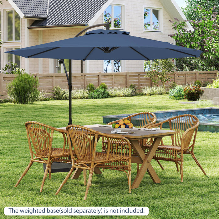 Costway 10FT Patio Offset Hanging Umbrella Easy Tilt Adjustment 8 Ribs Backyard Blue