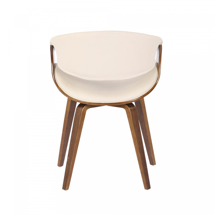 LumiSource Symphony Faux Leather Mid-Century Modern Dining Accent Chair - Walnut/Cream