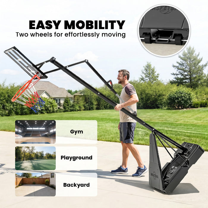 Soozier Portable Basketball Hoop Basketball Goal Height Adjustable 8-10 Ft