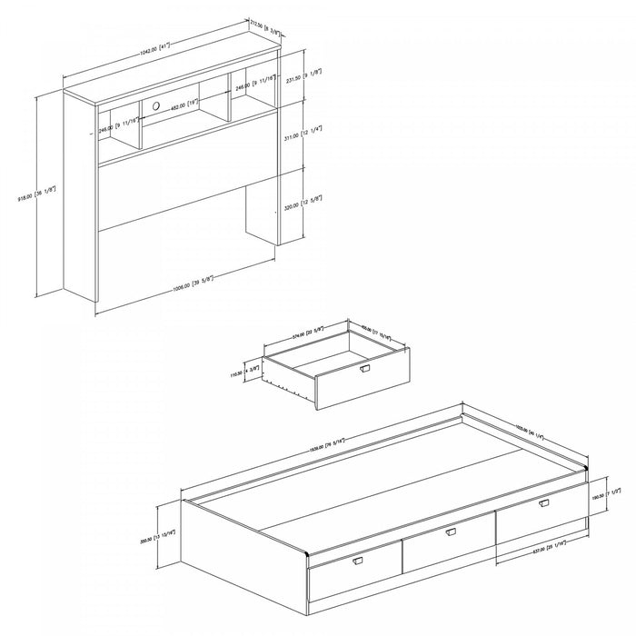 Spark Storage Bed And Bookcase Headboard Set - Pure White