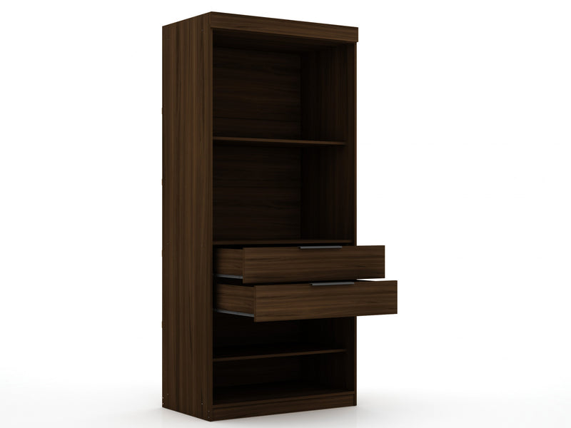 Mulberry Contemporary Modern 13-Piece Wardrobe Closet in Chestnut Brown