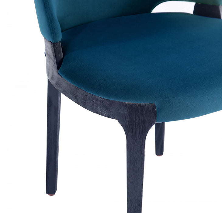 Kara Modern Wood Upholstered Dining Chair in Blue - Set of 2