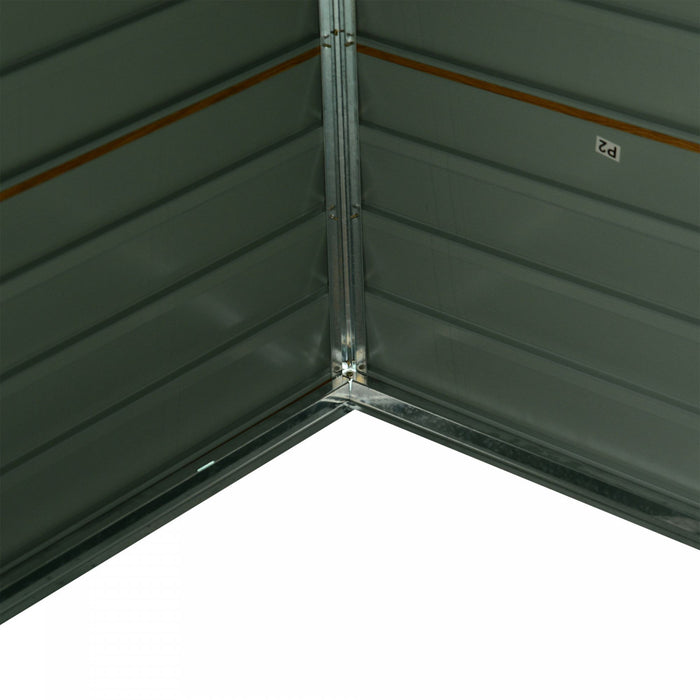 Outsunny 6.4' X 7.7' Outdoor Storage Shed With Double Doors, Metal Garden Shed House For Gardening Tool, Bike, Motorcycle Storage, Brown With Wood Grain