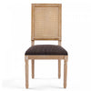 Oliver Solid Wood Rubberwood Dining Chair Set of 2 with Upholstered Seat Cane Backrest and Fluted Legs,Brown | Oliver lot de 2 chaises de salle a manger en bois massif (hevea) avec assise rembourree, dossier en cannage et pieds canneles, marron