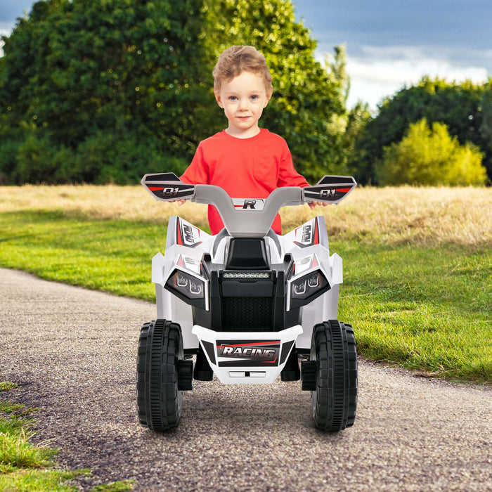Costway Kids Ride On Atv 4 Wheeler Quad Toy Car 6v Battery Powered Motorized Toy White