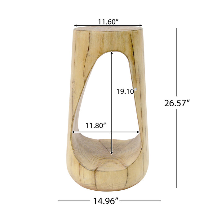 Brio 26.57\" Rustic Tree-Stump MGO Accent Table, Unique Wood Grain Indoor Side Table, Natural
