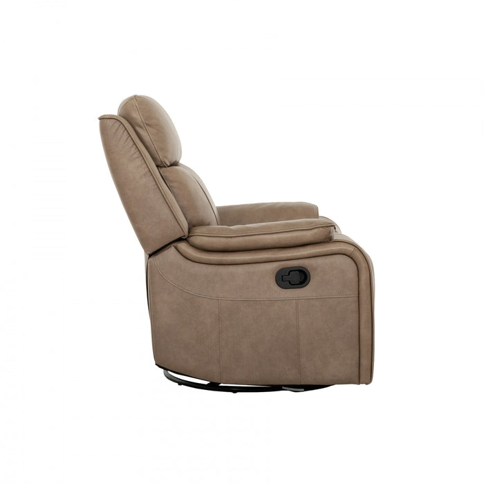 Marlow 37 in. Leather Match Swivel Glider Manual Recliner - Taupe