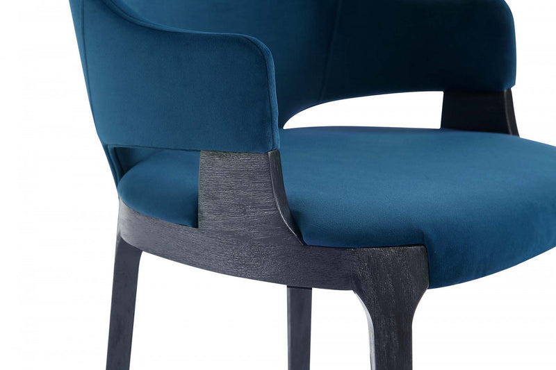 Kara Modern Wood Upholstered Dining Chair in Blue
