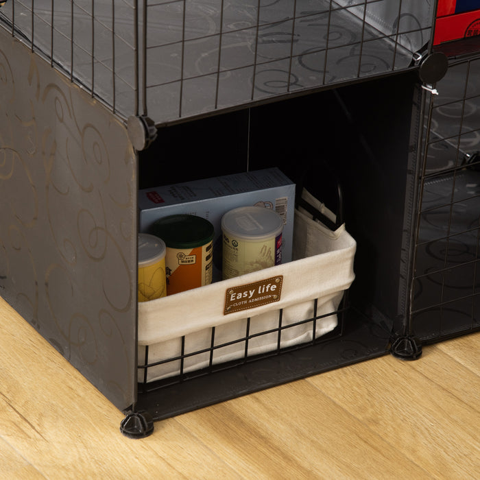 Pawhut Small Animal Cage Rabbit Cage With Door, Guinea Pig Playpen, Small Animal Fence For Bunny, Chinchilla, Freret, Chinchilla, Indoor And Outdoor Use, Total 56 Panels, 41.3\" X 27.6\" X 41.3\"