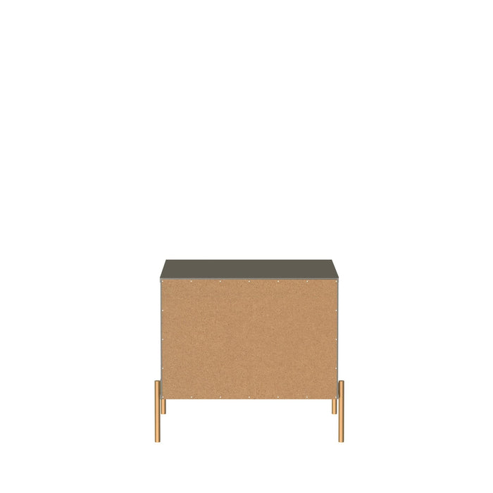 Manhattan Comfort Jasper Nightstand with Steel Gold Legs - Grey Gloss