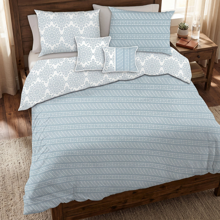 Isabelle 5-Piece Reversible Clipped Jacquard Comforter Set, Double/Queen 
