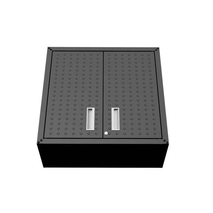 Fortress 30\" Floating Textured Metal Garage Cabinet with Adjustable Shelves - Charcoal Grey