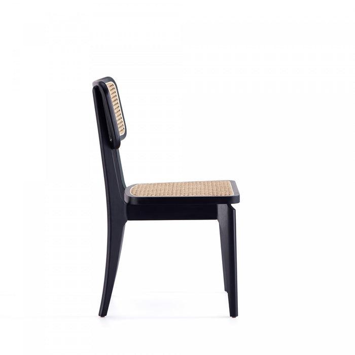 Giverny Industry Chic Wood Dining Chair in Black and Natural - Set of 4