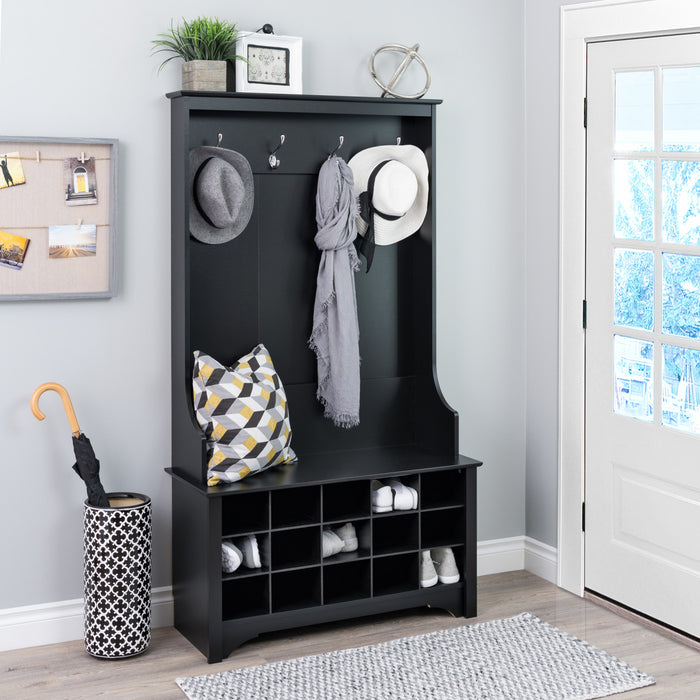 Hall Tree with Shoe Storage - Black