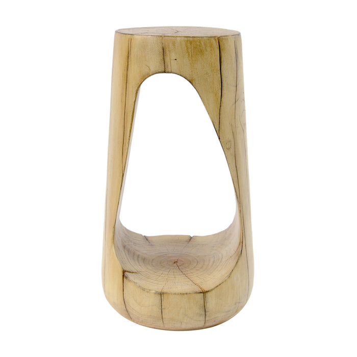 Brio 26.57\" Rustic Tree-Stump MGO Accent Table, Unique Wood Grain Indoor Side Table, Natural