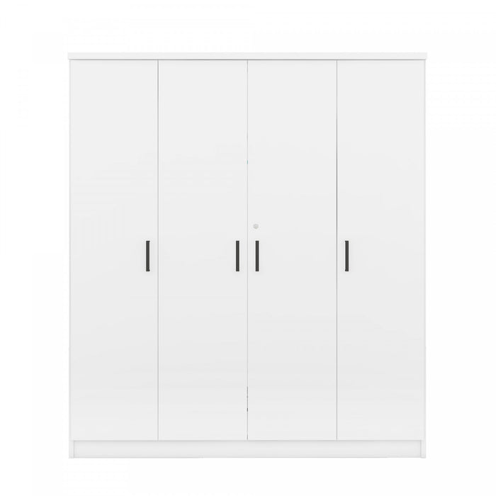 Christ 59.2\" 4-door Wooden Wardrobe With Drawer And Hanging Storage, White