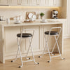 HOMCOM Folding Stools Set of 2, Foldable Bar Stools with PU Seat, Black