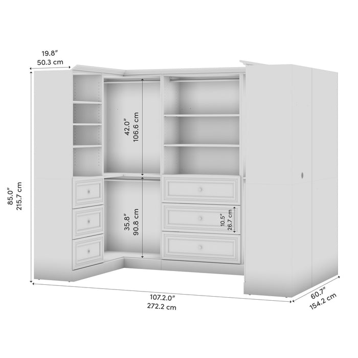 Bestar Versatile 108 W U-Shaped Walk-In Closet Organizer - White