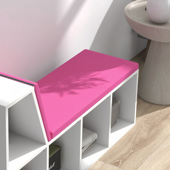 HOMCOM 5-Cubby Bookcase with Cushioned Reading Nook, Pink