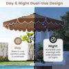 Costway 9.3 FT Solar Patio Umbrella Outdoor Market Sunshade with 24 LED Lights Ruffles Brown