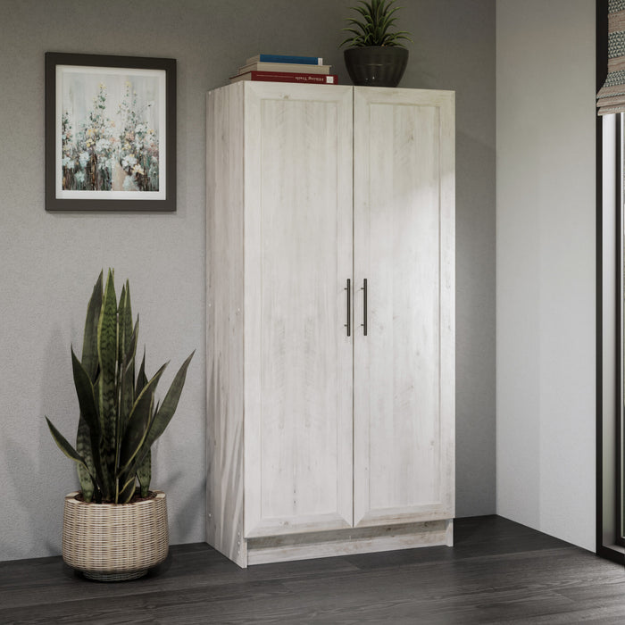 Elite Accent Storage Cabinet with Panel Doors & 3 Shelves - Rustic White 