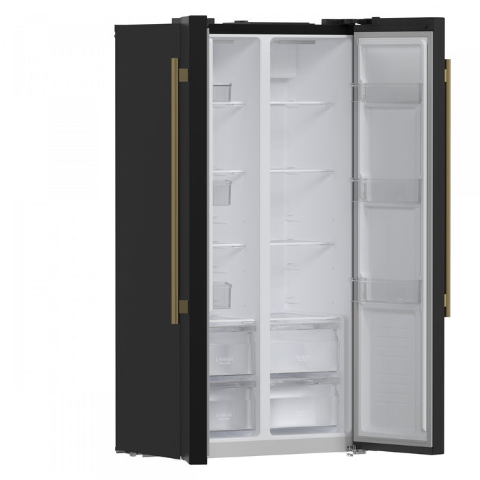 Forno Salerno 33-inch Side-by-Side Black Refrigerator, 15.6 cu.ft. - FFRBI1805-33BLK
