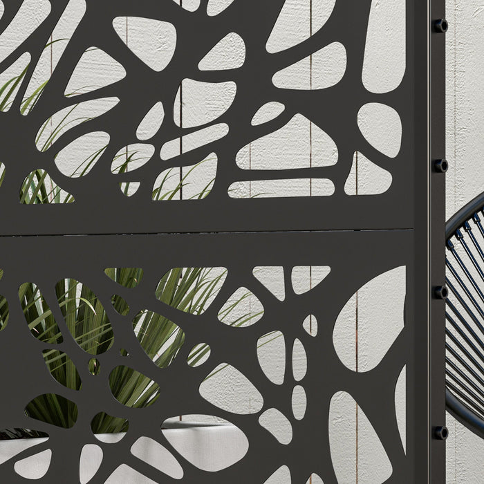 Outsunny Metal Privacy Screen W/ Expansion Screws Outdoor Divider, Lines