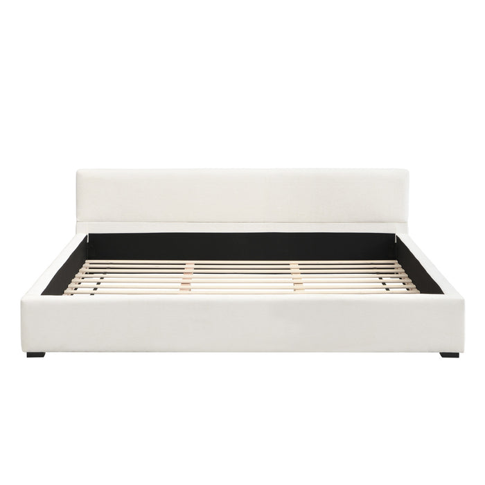 Charlotte Elegant Wide-edge Upholstered Bed,King Size, Beige King Bed