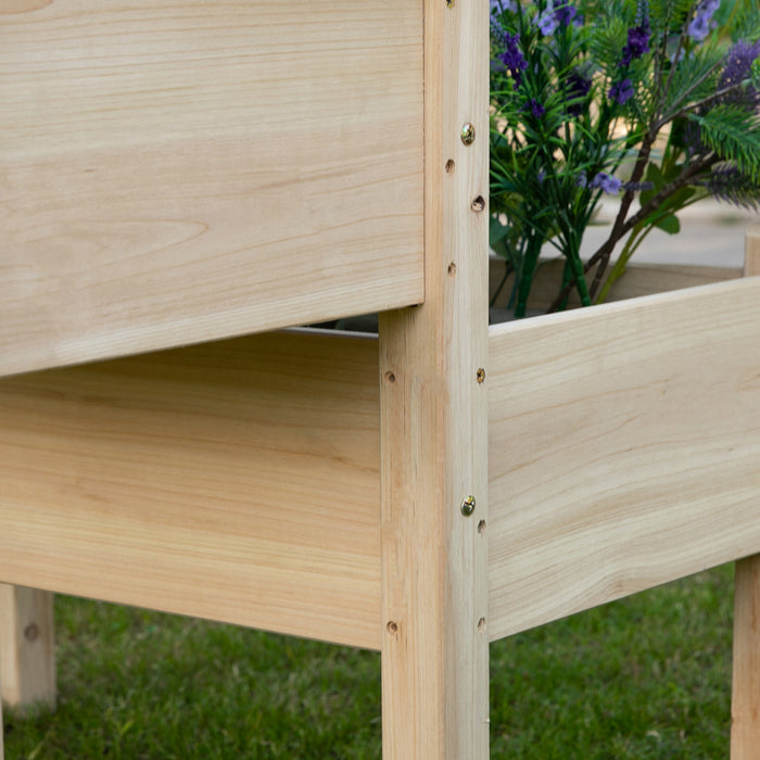 Outsunny 34\"x34\"x28\" 2-tier Raised Garden Bed Wooden Planter Box For Backyard, Patio To Grow Vegetables, Herbs, And Flowers