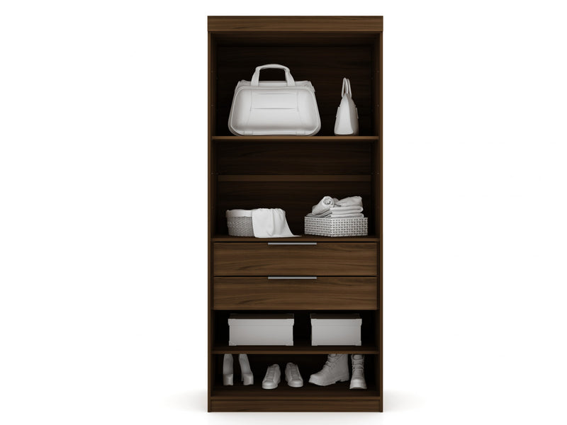 Mulberry Contemporary Modern 2-Piece Wardrobe Closet in Chestnut Brown