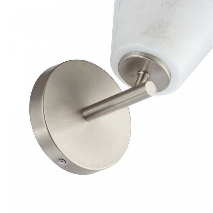 Brooke 1 Light Wall Sconce, Brushed Nickel With Wispy White Glassware