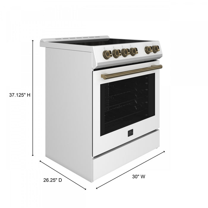 Leonardo Espresso 30\" Slide-In Electric Range in White, 5.0 cu. Ft. - FFSEL6022-30WHT