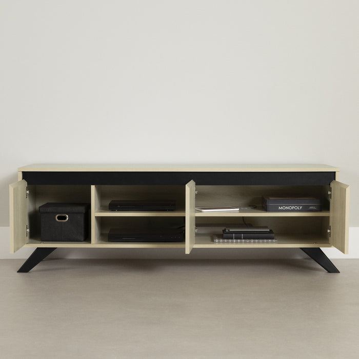 Flam 59\" TV Stand with Doors - Bleached Oak