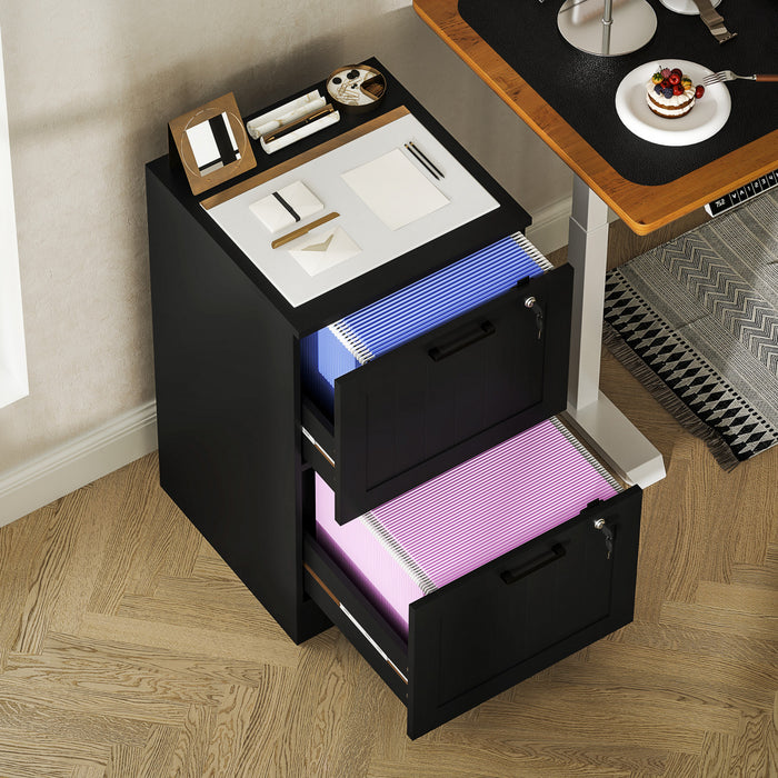 HOMCOM 2 Drawer File Cabinet with Lock Filing Cabinet for A4 Letter Black