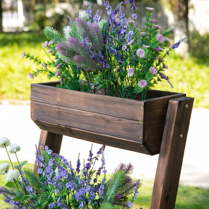 Outsunny 3-tier Raised Garden Bed Vertical Freestanding Outdoor Wooden Flower Rack Flower Pot Stands