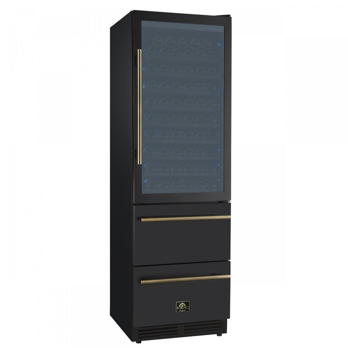 Forno Azienda 24\" Dual Zone Wine Cooler, 15.8 Cu.Ft, 108 Bottles & 100 Cans, Black - FWCDR6628-24BLK Refrigerator