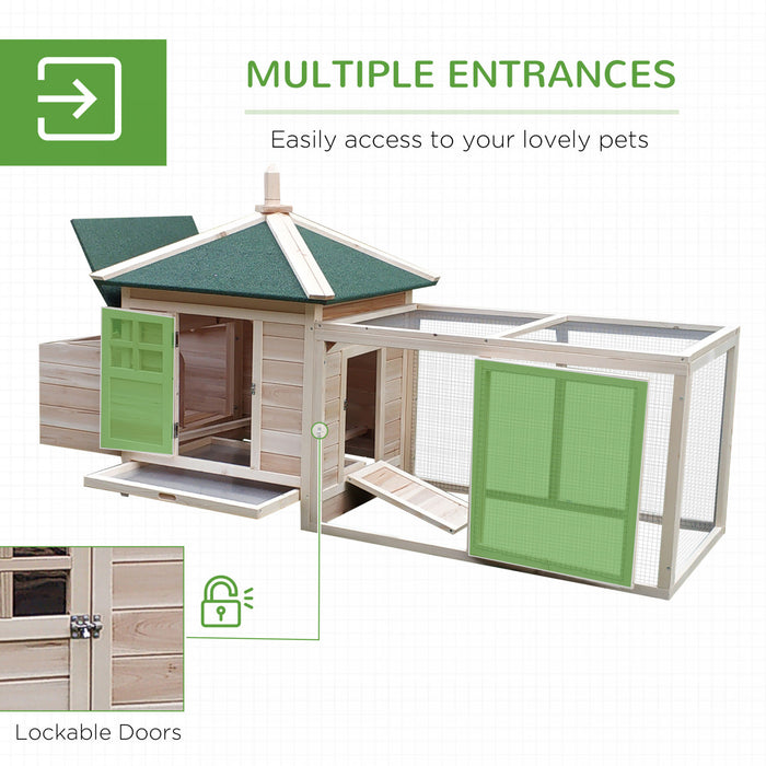 Pawhut 77\" Chicken Coop Hen House Rabbit Hutch Poultry Cage Pen Outdoor Backyard With Nesting Box Run Natural