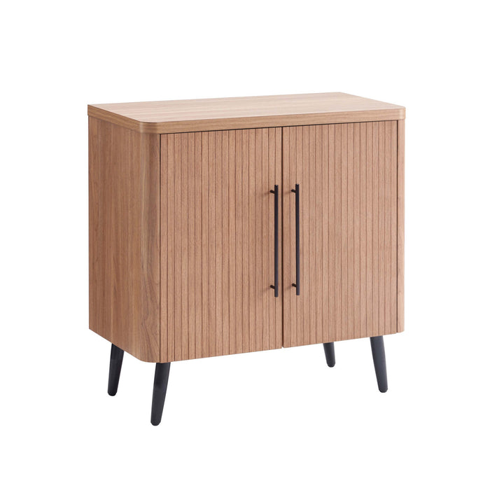 Jodie Mid-Century Modern 31\" Fluted Accent Cabinet in Maple